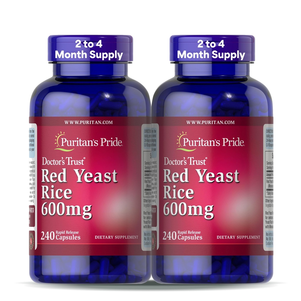 Puritan's Pride Doctors Trust® Red Yeast Rice 600mg, Dietary Supplement, 240 Rapid Release Capsules, 2 Pack
