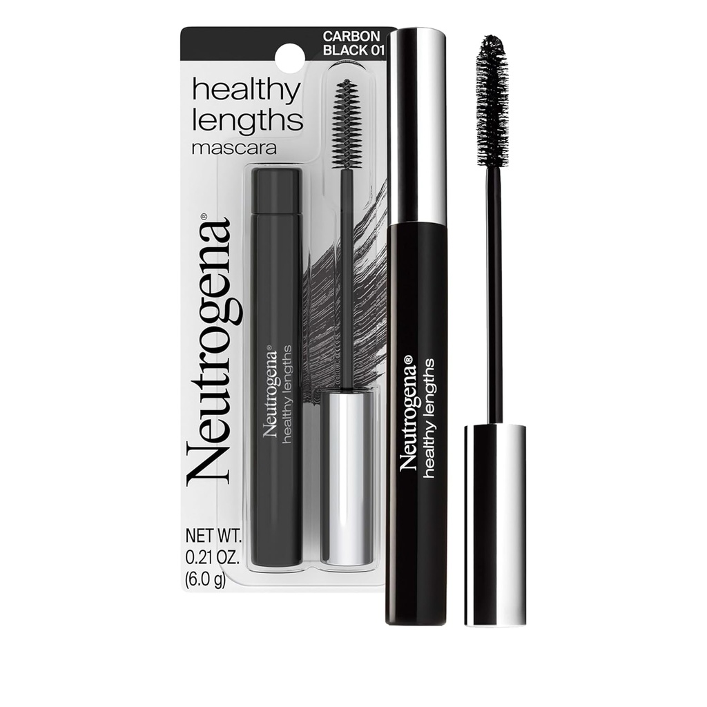 Neutrogena Lungime sanatoasa Mascara - cu vitamina E și ulei de măsline, Lungirea formula extinde aspectul Lashes dvs. până la 100% fără Clumping, Flaking sau Smudging, negru de carbon 0.21 oz