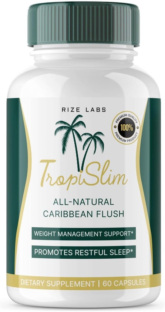 rize laboratóriá - Tropislim All Natural Caribbean Flush, Chudnutie Kapsule od Ženy, Zdravý životný štýl + Leaner Physique (60 Kapsule)