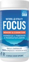 Natural Vitality Focus, maşın L-Threonate və Phosphatidylserine Nootropic Brain Adds Memory, Focus və Cognition, Gluten Free, Vegetarian, 60 Capsules