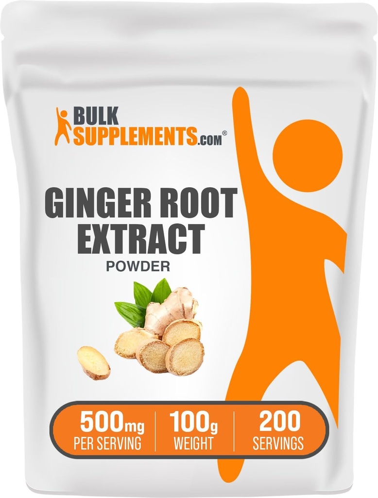 BulkSupplements.com Ginger Root Extract Powder - Ginger Supplement, Ginger Root Powder - Herbal Supplement, Gluten Free, 500mg per Servering, 100g (3,5 oz) (Pack av 1)