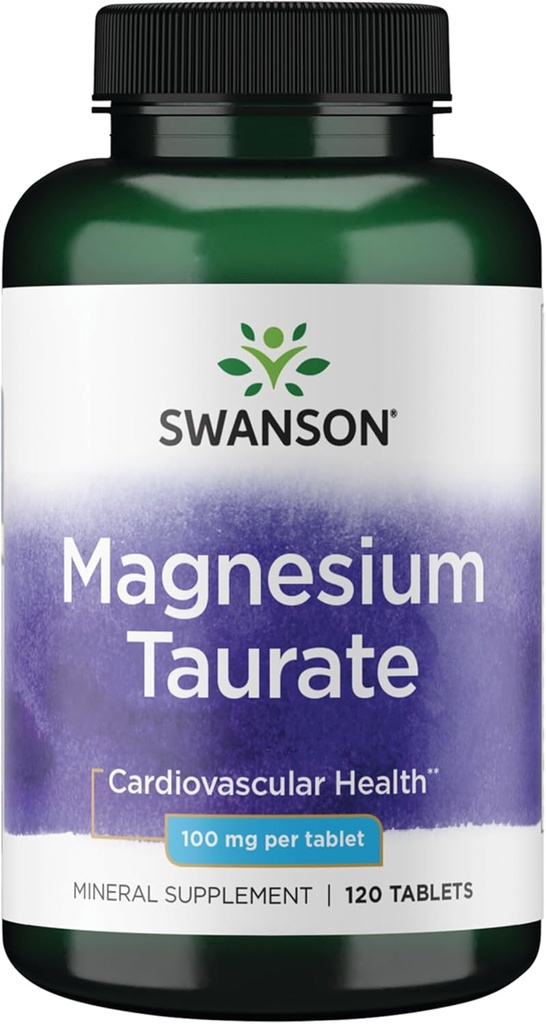 Swanson Magnesio Taurate - Supplemento minerale - Formula naturale di Magnesio e Taurina (120 compresse, 100mg ciascuno)