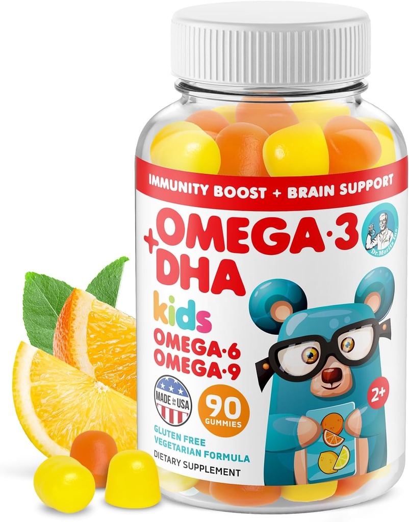 DR. MORITZ Vegan Omega 3 为孩子和托德勒斯(90个伯爵),Omega 3 为大脑和心脏健康,无鱼油和无葡萄酒