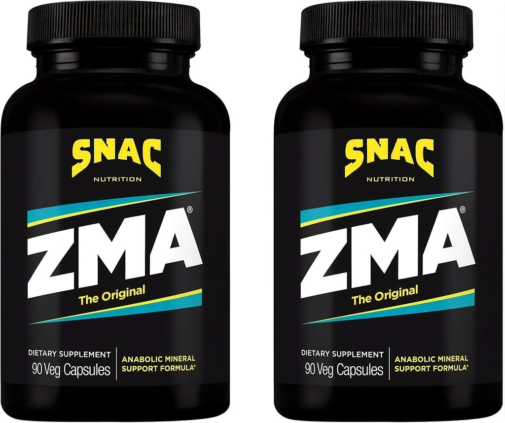 SNAC ZMA Оригиналната добавка за възстановяване и сън, насърчава възстановяването на мускулите, имунната поддръжка и възстановяване на съня с цинк, магнезий и витамин B6, 180 Veggie капсули (2 Опаковка от 90 броя)