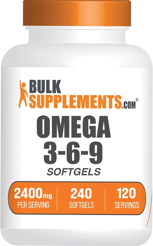 BulkSupplements.com Omega 3-6-9 Softgels - Omega Triple Supplement, Flaxseed, Evening Primrose eta Fish Oil-eko 2 Softgels per Service, 240 Count (1eko paketea)