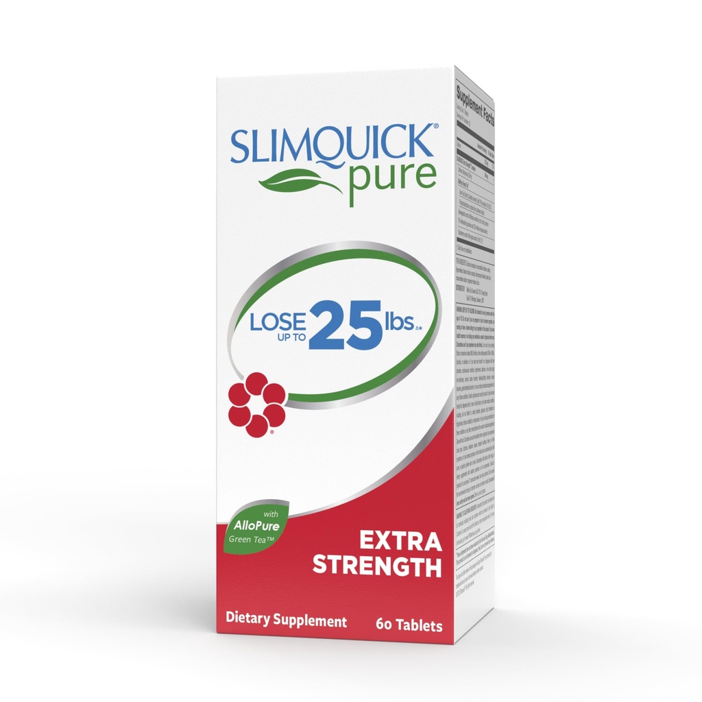 Slimquick Pure 3x Extra Strength Pill for Women, Helps Achieve Weight Goals, Helps Metabolism, Lose Excess Water, Keeps Full for Longer with Green Tea Extract, Caste Tree, Caffeine, MCT Oil - 60 Count