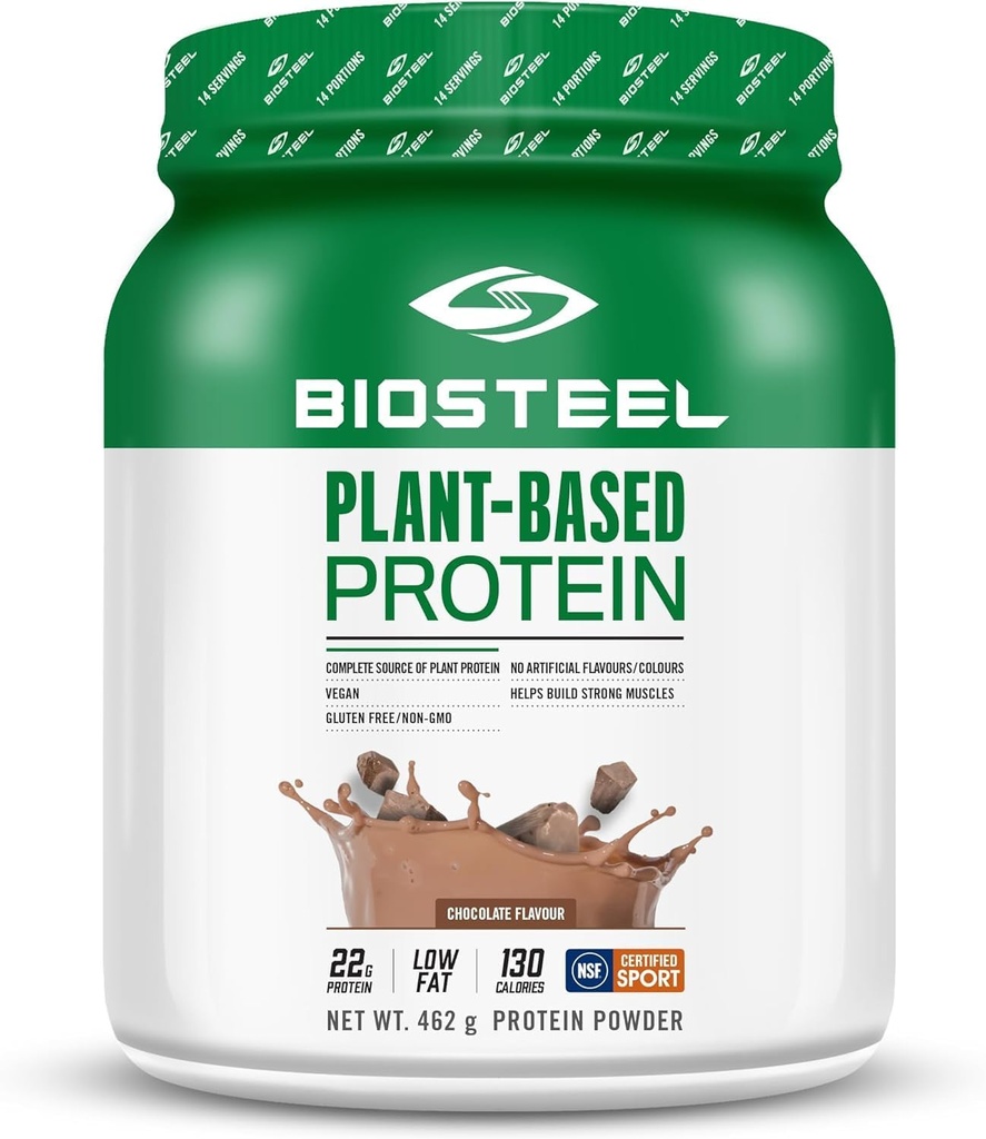 BIOSTEEL Elite Plant- Based Recovery Vegan Protein z brązowym białkiem ryżowym, Pea Protein, i białka konopi, aromat czekoladowy, 14 Servings, Gluten- Free