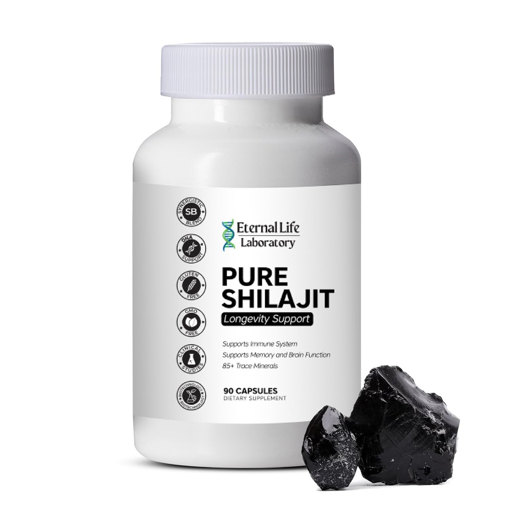 100% Pure Shilajit, Organic Himalayan Shilajit for Men & Women, 85+ Trace Minerals Rich in Fulvic Acid Shilajit Supplement for Energy & Immune System 1000mg 90 Count