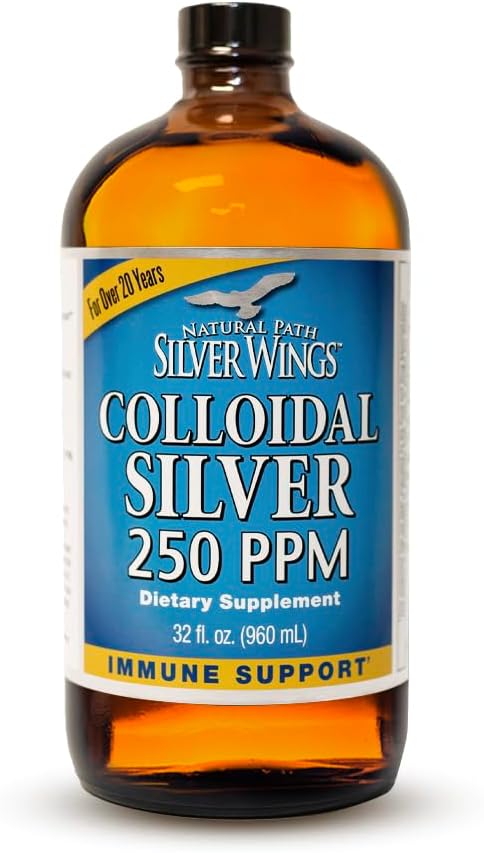 Natural Path Silver Wings Kolloidinen Hopea neste - Parannettu Immuuni tuki täydentää - 250ppm (1250 mcg) - 32oz