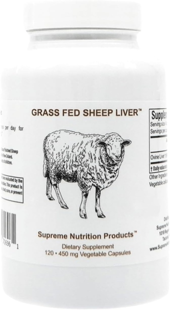Suprema Nutrition Gras Fed Sheep Liver, 120 Pure Ovine Liver Capsules