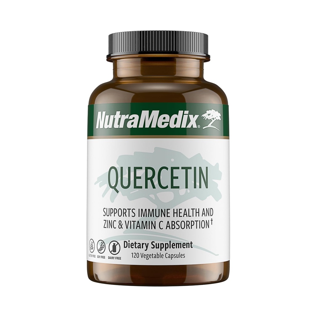 NutraMedix Quercetin - Quercetin 500mg Capsules - Antioxidant & Immune Support Supplement for Heart Health - Aids in Zinc & Vitamin C Absorption (120 Vegetarian Capsules)