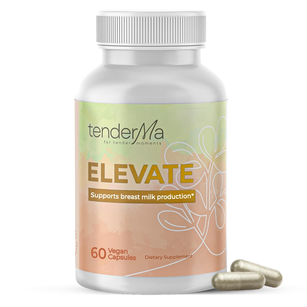 Elevate Lactation Supplement, Natural Lactation Support for Breastfeeding, Breast Milk Supply Increase, Fenugreek, Moringa, Thistle Alfalfa, Fennel, Vegan, Non-GMO, 60 Capsules