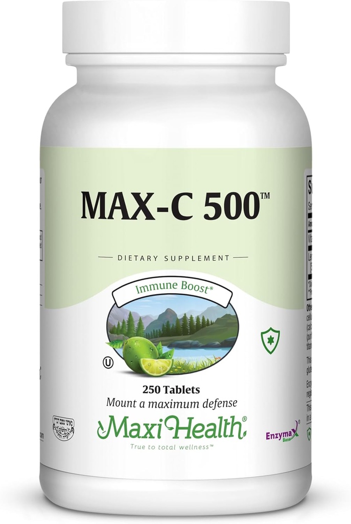 Maxi Health MAX C 500 mg - C-vitamin - med Lemon Bioflavonoider Complex - 250 tabletter