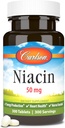 Carlson - Niacina, 50 mg, soporta o metabolismo do colesterol, produción de enerxía, saúde cardíaca, función nerviosa, 300 tabletas