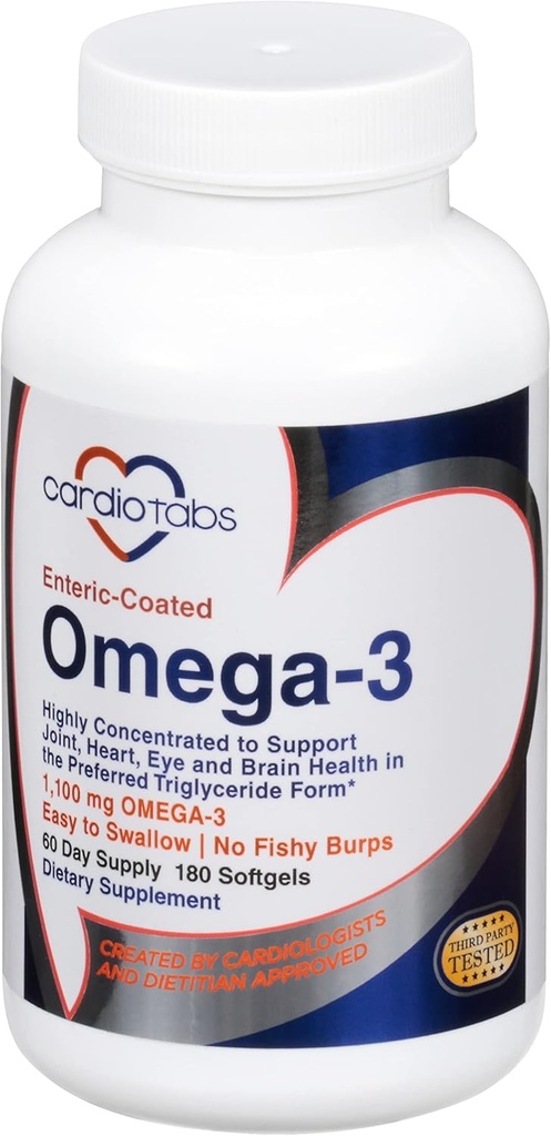 Omega-3 Enteric-Coated Fish Oil Supplements, Triglyseride Form, 1100 mg Total Omega-3 Rasvahapot, ei-meijeri ja Gluteenittomat, Special Enteric päällystetty Softgels No Fishy Burps - 180