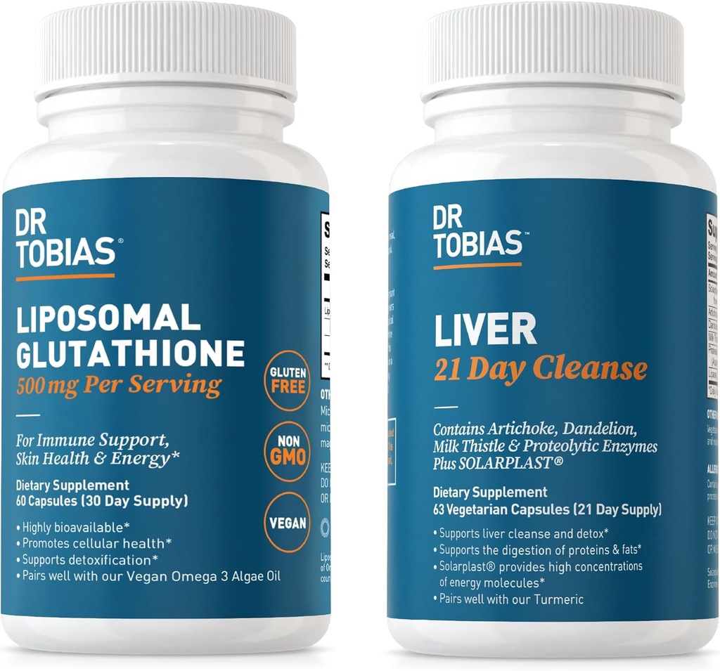 Dr. Tobias Liver 21 giorno Cleanse and Liposomal Glutathione - Supporta il disintossico del fegato, la funzione immunitaria e livelli di energia - Vegan, non OGM