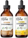 Άγρια & οργανικά Sarsaparilla Βάμμα 4 fl oz & Dandelion Ρίζα Βάμμα 4 fl oz