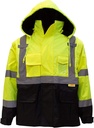 Troy Safety Men's Ansi razred 3 Visoka vidljivost varnost Bomber jakna z zadrgo, PVC žep, črno dno, Qty 1 (srednja, Lime Green)