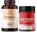 HERBAMA Ashwagandha and Beet Root Kit - Pacote de 1500 mg Ashwagandha Root Cápsulas & 1500 mg Beterraba Gummies - Vegan, Non-GMO, Gelatin-Free - 2 Pack