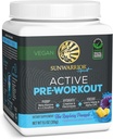 Sunwarrior Pre Workout Pulber Energiajook Vegan Taimne täiendus Pump, hüdraat, fookus, vastupidavus ja tugevus Ehitaja Blue Vaarika Ananassi Maitsestatud 30 Servings Active Preworkout