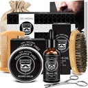 MALE DEUS Beard Kit w / Ingredientes naturais, Adequado para toda a pele, Presentes de aniversário, Aniversário, presentes de Natal, presentes para homens, marido, namorado, pai, amigos