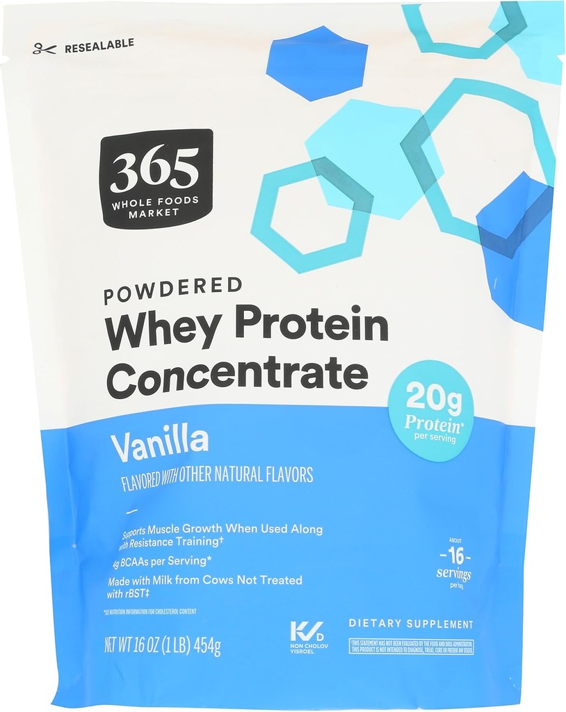 365 pēc Visa pārtikas tirgus, Sūkalu olbaltumvielu koncentrāts, Vanilla, 16 Ounce