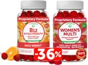 Lunakai Vitamin B12 dan Women 's Multivitamin Gummies Bundle - Non-GMO & Vegan Suplemen Energi dan Kesehatan Tulang - 100% Nilai Harian dari 16 EsculVitamin dan Mineral - 30 Hari Suppply