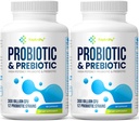 Probiotika pro ženy a muže, 300 miliard CFU Probiotika z 12 Strains + Organic Prebiotics Blend pro Daily Digestive, Imunity, Gut, Bloating, Gut Zdraví pro ženy a muže, Stabilní - 120 Kapsle