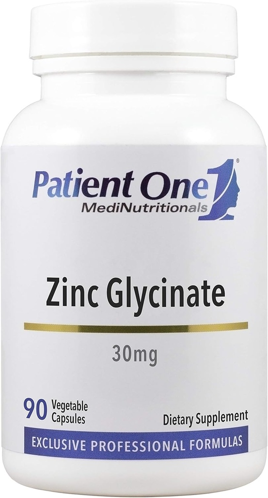 Patient One Zinc Glycinate 30mg  to supplement to Support Immune System Health* | Enhanced Zinc Absorption | 90 Capsules