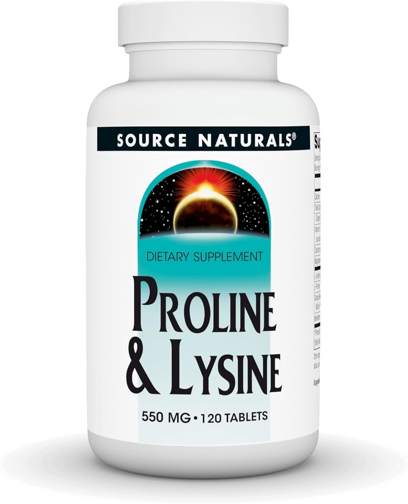 Джерело Naturals Proline & Lysine, 550 мг - 120 таблеток