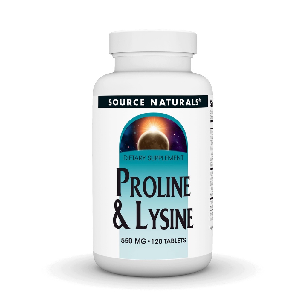Source Naturals Proline & Lysine, 550 mg - 120 Tablets