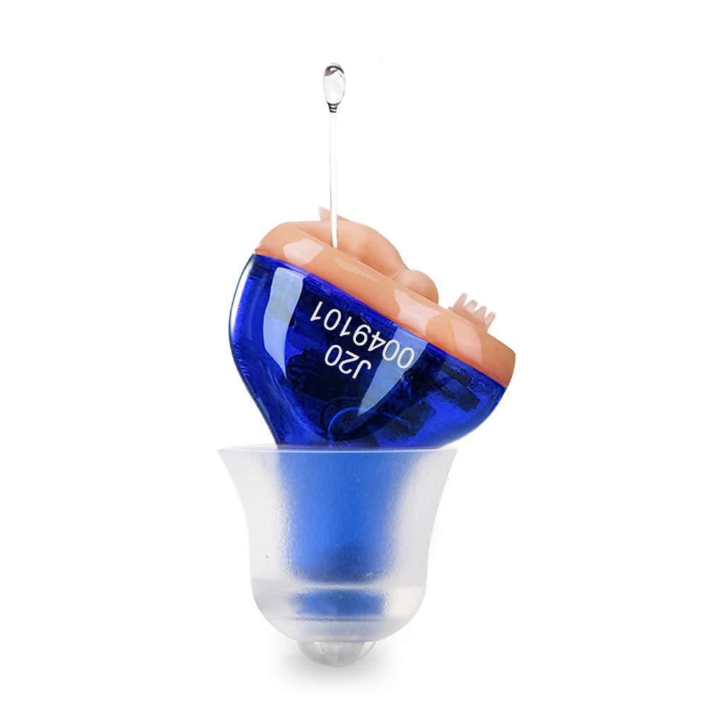 J20 מכשירי שמיעה למבוגרים מבוגרים Noise-Cancelling - Oldly Assist Listening, Hearing Amplifier, Mini Sound Amplifier, Ear Sound Enhancer, Noise Reduction, Enhanced Speech, Feedback Cancel (כחול, שמאל)