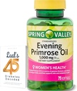 Spring Valley Avond Primrose Olie Vrouwen Gezondheid Dieetsupplement Softgels, 1000 mg, 75 Telling, Softgels, Avond Primrose Olie Capsules 1000mg Bundel met LualL's 45 Diabetes Decoded