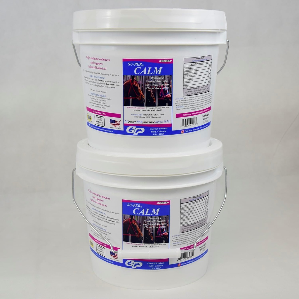 SU-PER Calm Horse Calming Supplement - Maintain Calmness & Balanced Behavior - Natural Horse Calmer Powder - 4 Pounds, 2 Month Supply (60 Days)