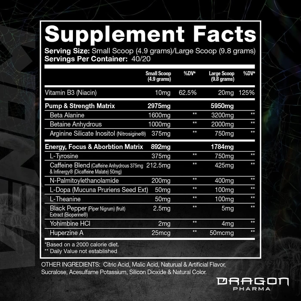 DRAGON PHARMA VENOM 极有可能预选赛,激光尖锐焦点+能量,敏锐性能,强化蒸汽和耐力的证明材料(40名服务员,美国汁)