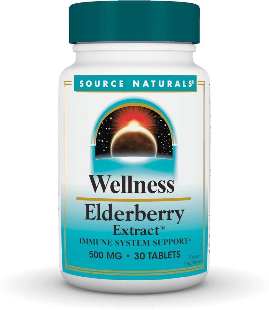 Fonte Naturals Wellness Elderberry Extract, 500 mg per il supporto del sistema immunitario* - 30 compresse