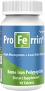 Proferrina ES- 10.5mg de polipeptídeo de ferro heme absorvente alto. Feito nos EUA. 90 comprimidos. Calma com o Gut. Não afetado por café, cálcio ou PPI.
