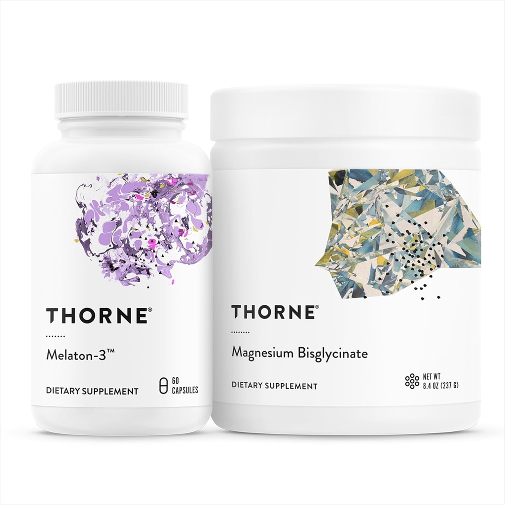THORNE - Sleep Support Duo - Magneesium Bisglütsinaat pulber + melaton-3 rahulikku und - 60 serveerimist