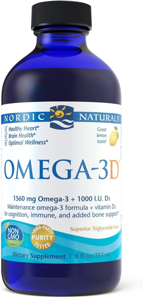 Nordic Naturals Omega-3D Liquid, 8 once, 0,8 bottiglia