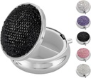 Bling Cute Small Pill Box, Rhinestone Pill Case för kvinnor Fish Oils Vitamins Medicine, Metal Portable Pill Case Organizer för väska, ficka, resor (Bling Black)