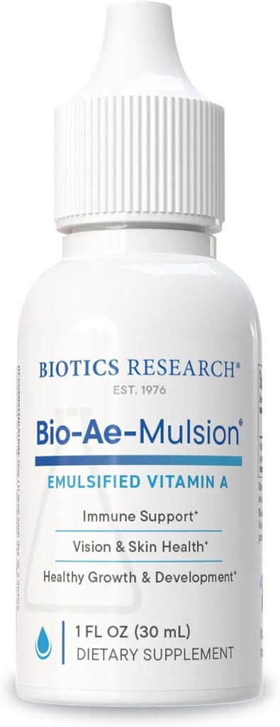 Biotics Research Bio Ae Mulsion UI Emulsified Vitamina A pentru uptake & Utilizare mai mare, Forma concentrată, Promovează răspuns imun, SIDA în Acuitatea Vizuală, Suportă Cardiovasculară 1 Ounces de lichide