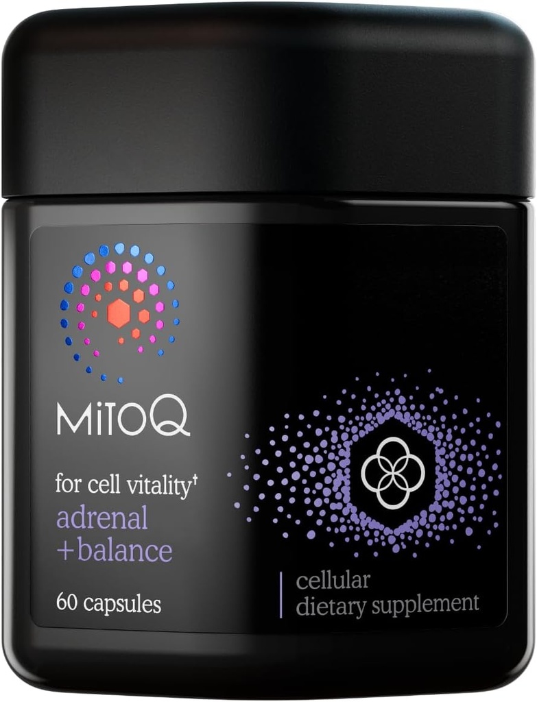 MitoQ + Balans | Sensoril Ashwagandha, Rhodiola & Maritime / Support Balanced Cortisol Levels, Stress Management, Restorative Sleep & Cell Health (60 Kapsül)