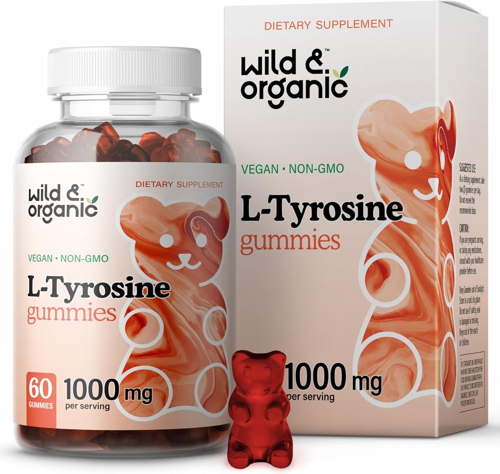 Wild & Organic L Tyrosine 100mg Gummies - Dukungan Otak Untuk Fokus dan Mood