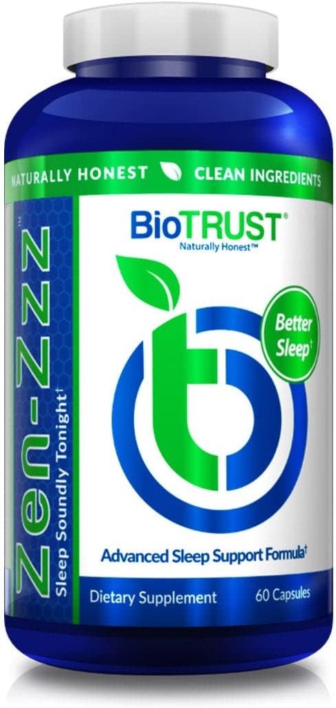 BioTRUST Zen-Zzz、Non-Habit-Forming Sleep Support Supplement — メラトニン、L-テアニン、グリシン、マグネシウム、レモンバーム、パッションフラワー、カモミール — 60カプセル