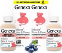 Genexa Infants' Clean Acetaminophen ) Pediatrician Preferred Ingred Ingredients ) Pain Reliever " Fever Reducer for Babies ) Dye Free, 0% Artificial Additives ) Organic Blueberry Flavor, 4 fl oz (2 Pack)
