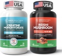 Reishi Mushroom Supliment cu Cordyceps + Creatine capsule monohidrate pentru constructor musculare