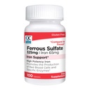 Quality Choice Iron 65 mg (325 mg Ferrous Sulfate) High Potency Iron Support Supplement Tablets in 100 Count Bottles