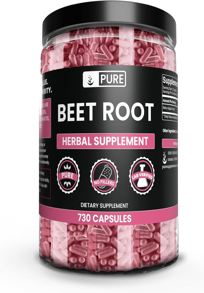 PURE ORIGINAL INGREDIENTS Beet 뿌리 (730 캡슐) 마그네슘 또는 쌀 필러 없음, 항상 순수, 실험실 검증