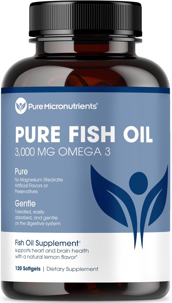 Чистые микроэлементы - добавка рыбьего жира Omega 3, жирные кислоты EPA / DHA, добавки рыбьего жира с лимоном - сердце, глаза, мозг и иммунная поддержка - 90 софтгелей