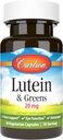 Carlson - Lutein & Greens, 20 mg, Visjon støtte og øye funksjon, Antioksidant, 30 vegetariske kapsler